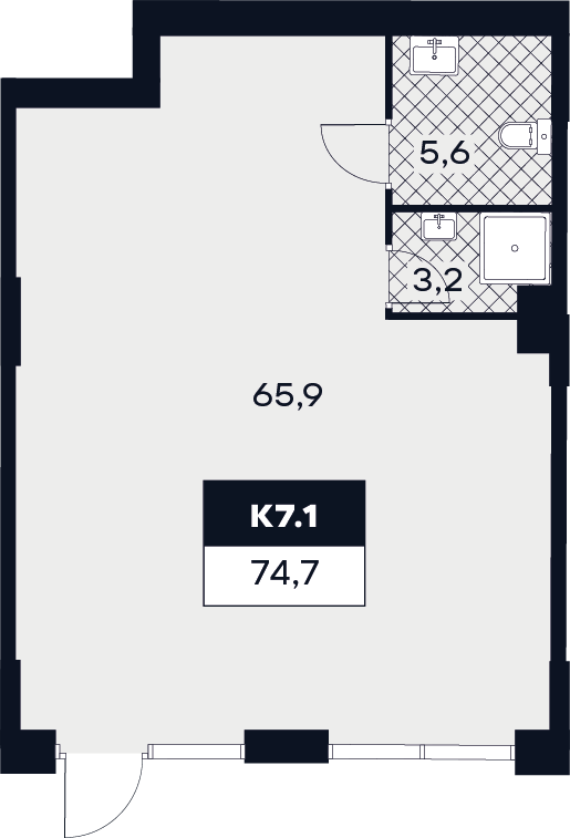К. пом 74,7 м²