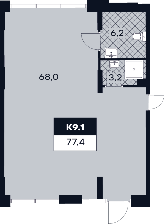К. пом 77,4 м²