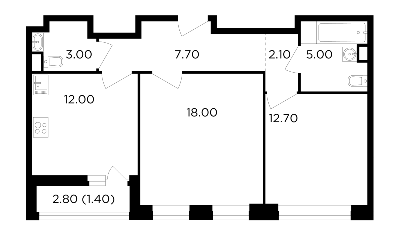 2 ккв 61,9 м²