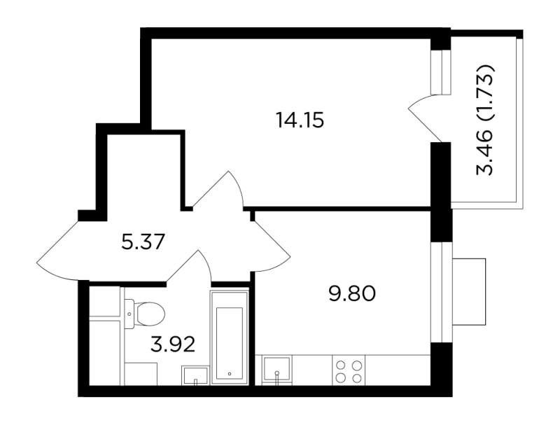 1 ккв 34,9 м²