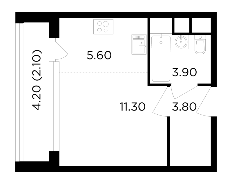 Студия 26,7 м²