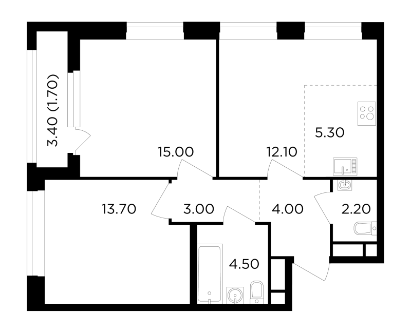 3 ккв (Евро) 61,5 м²
