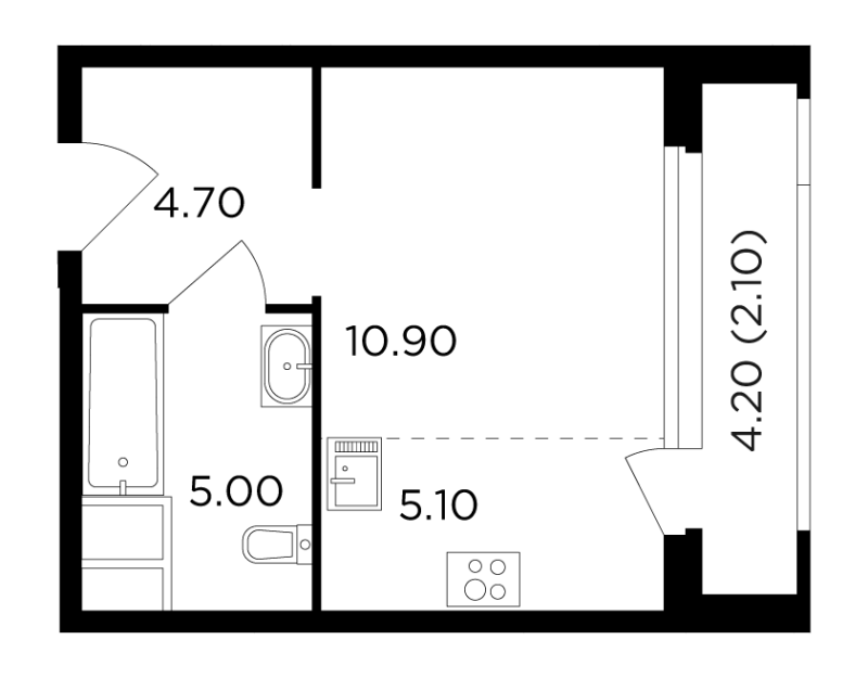 Студия 27,8 м²