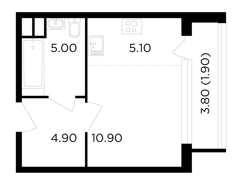Студия 27,8 м²