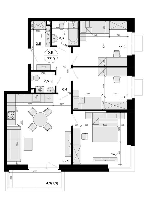 4 ккв (Евро) 75,2 м²