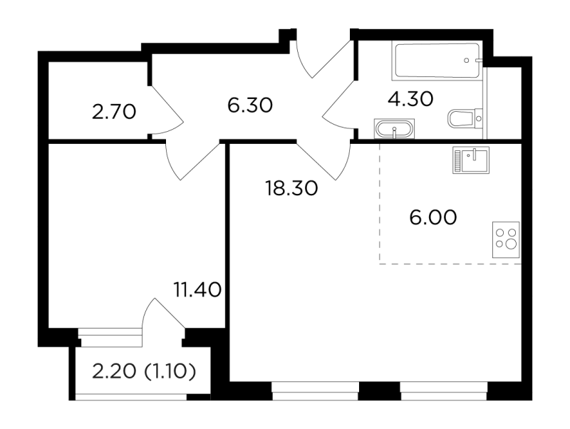 2 ккв (Евро) 50,1 м²