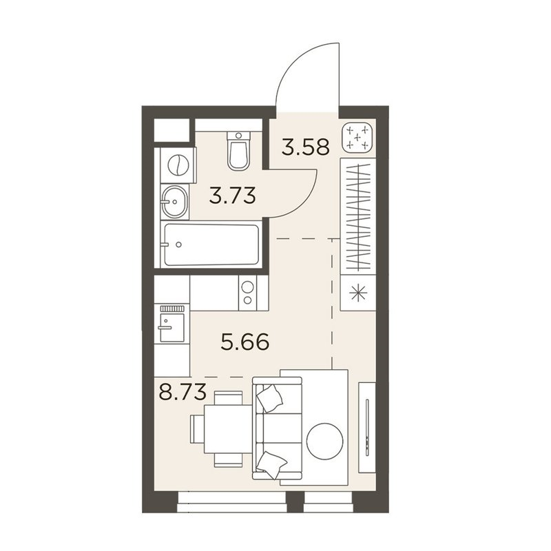 Студия 21,7 м²