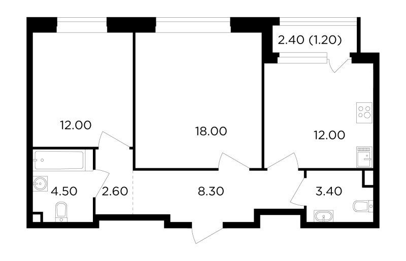 2 ккв 62 м²