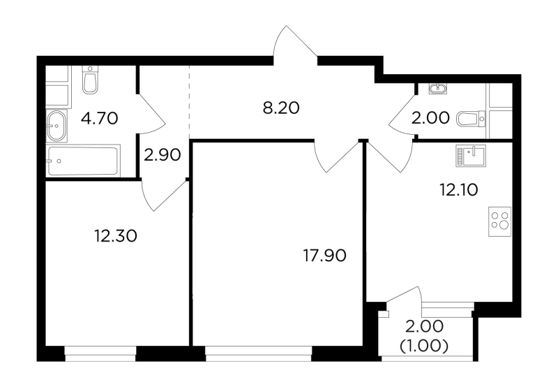 2 ккв 60,9 м²
