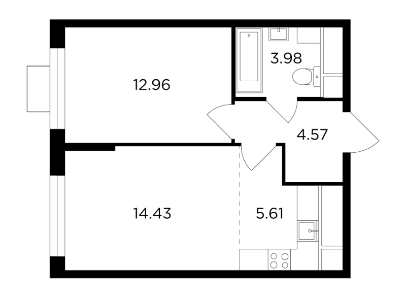 2 ккв (Евро) 41,5 м²
