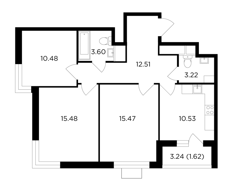 3 ккв 72,7 м²