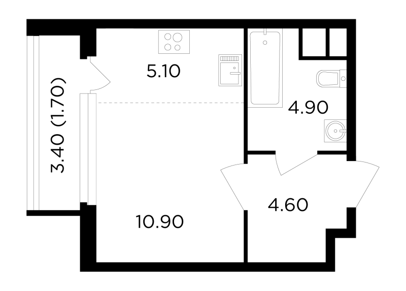 Студия 27,2 м²