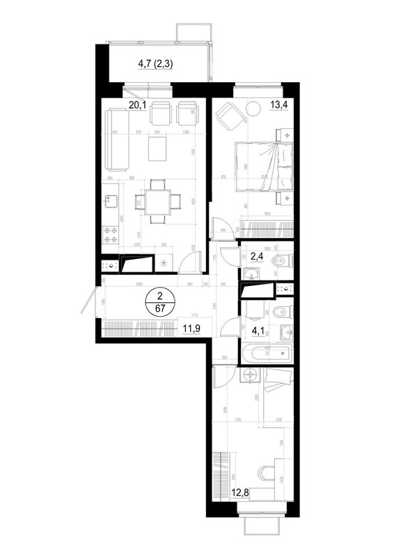 3 ккв (Евро) 67,1 м²