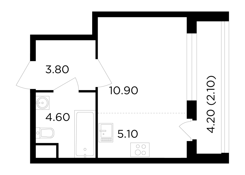 Студия 26,5 м²