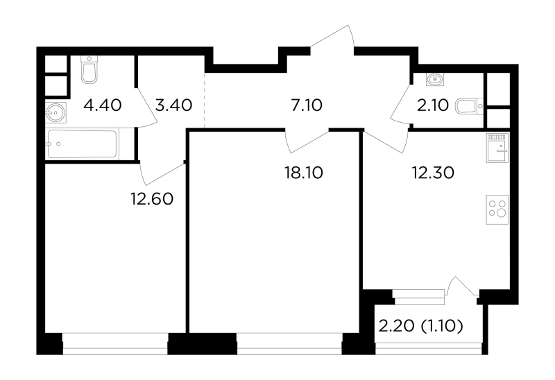 2 ккв 61,1 м²