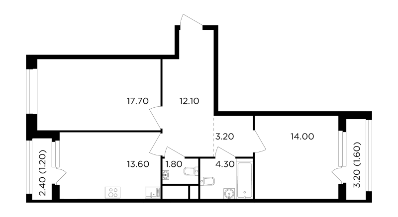 2 ккв 69,5 м²