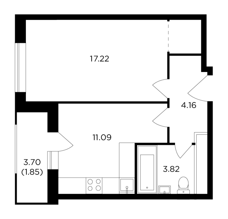 1 ккв 38,1 м²