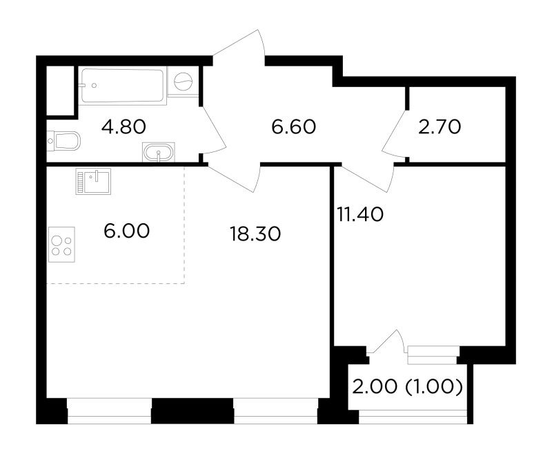 2 ккв (Евро) 50,8 м²