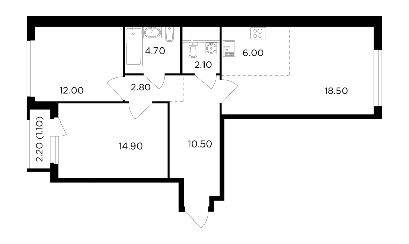 3 ккв (Евро) 72,6 м²