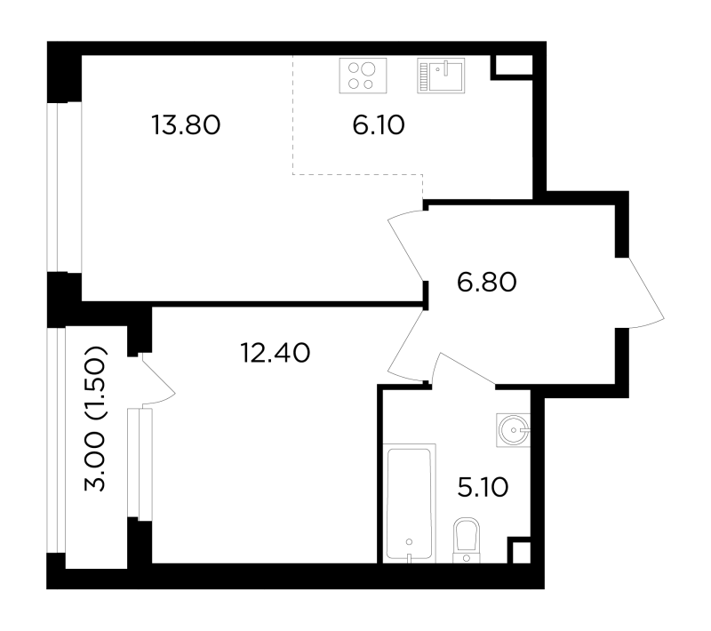 2 ккв (Евро) 45,7 м²