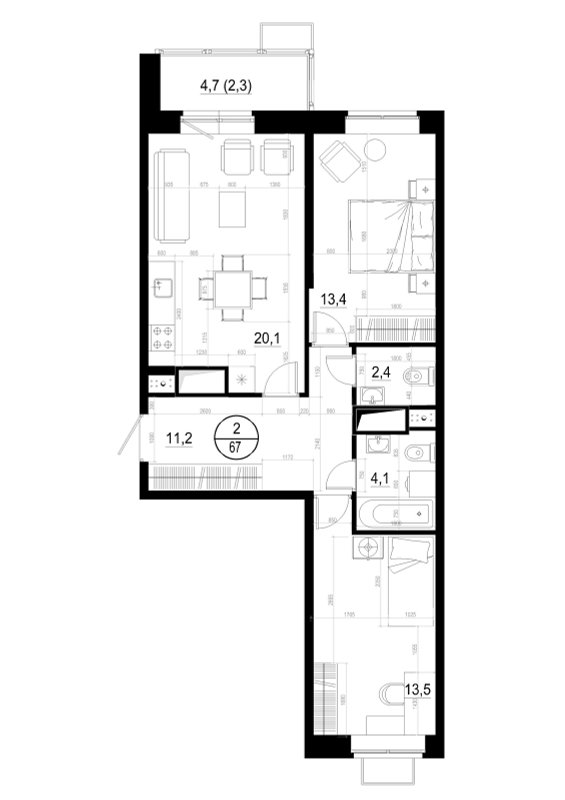 3 ккв (Евро) 67,1 м²
