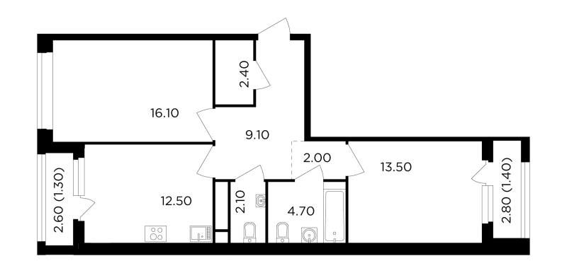 2 ккв 65,1 м²