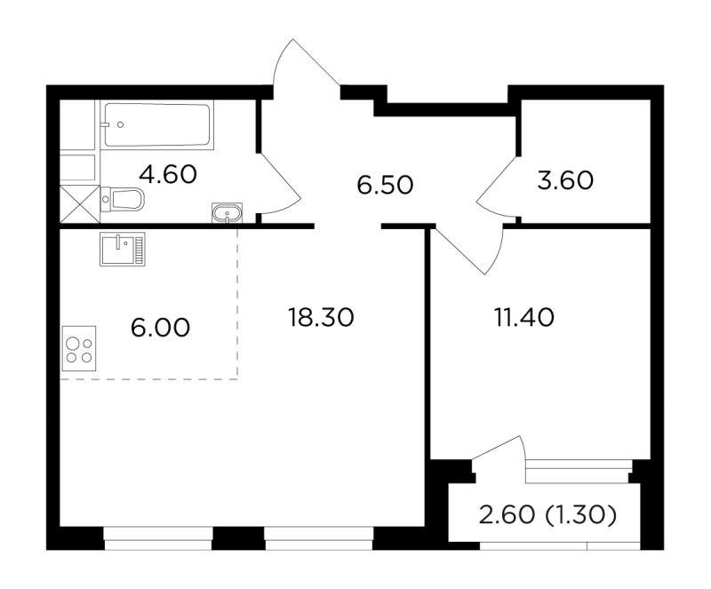 2 ккв (Евро) 51,7 м²