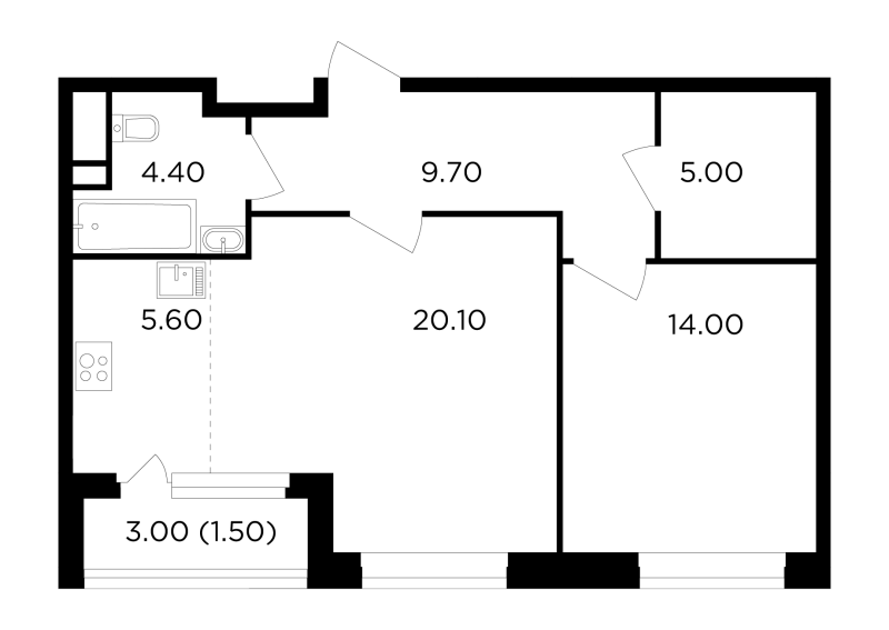 2 ккв (Евро) 60,3 м²