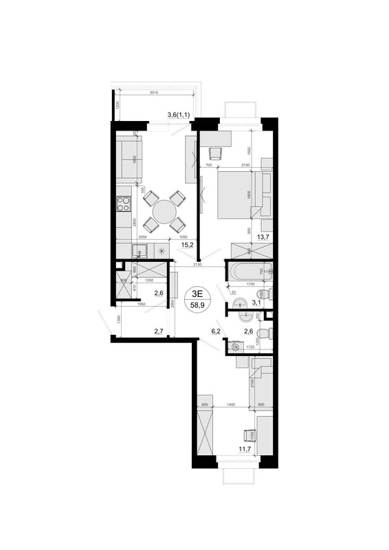 3 ккв (Евро) 59,2 м²