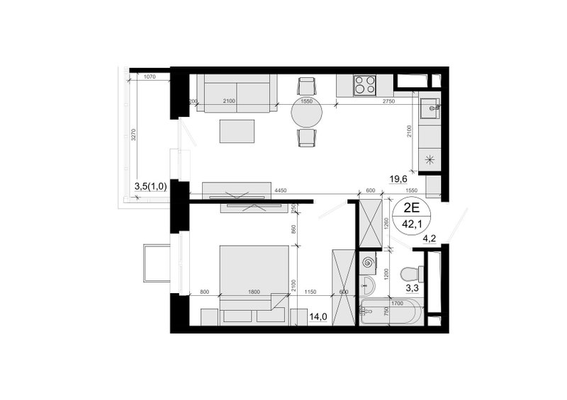 2 ккв (Евро) 43 м²