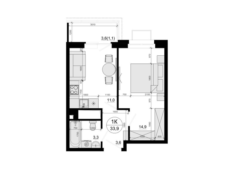 1 ккв 36,1 м²