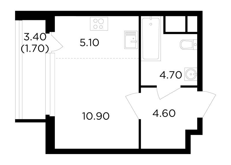Студия 27 м²