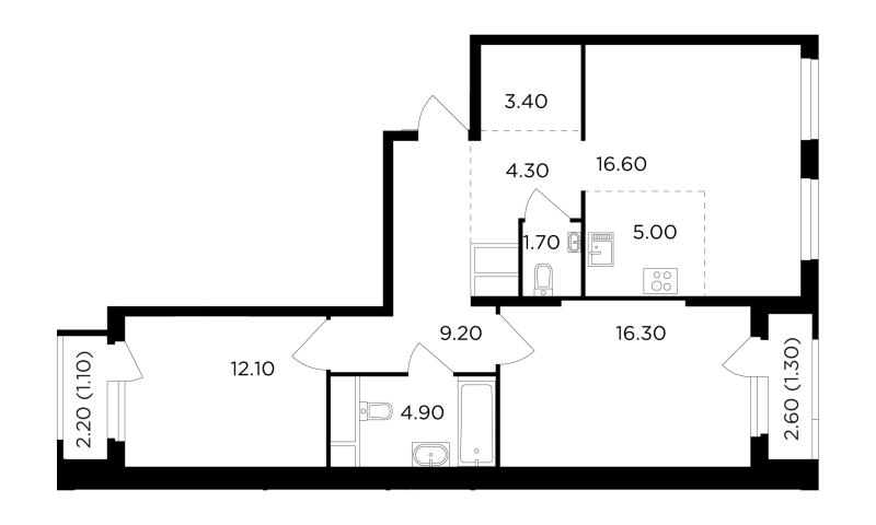 3 ккв (Евро) 75,9 м²