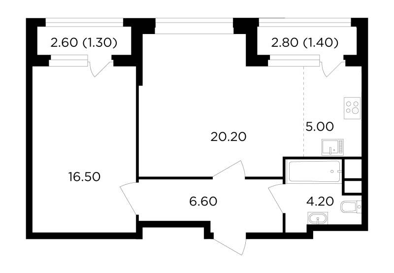 2 ккв (Евро) 55,2 м²