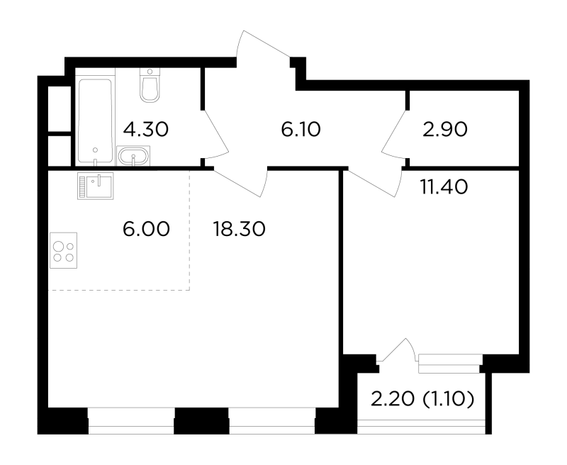 2 ккв (Евро) 50,1 м²