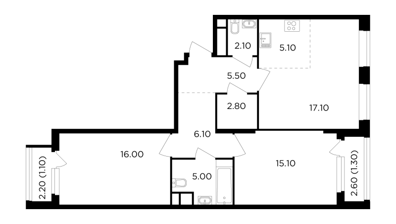 3 ккв (Евро) 77,2 м²