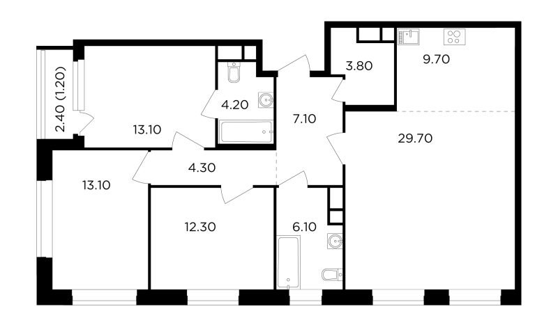 4 ккв (Евро) 104,6 м²