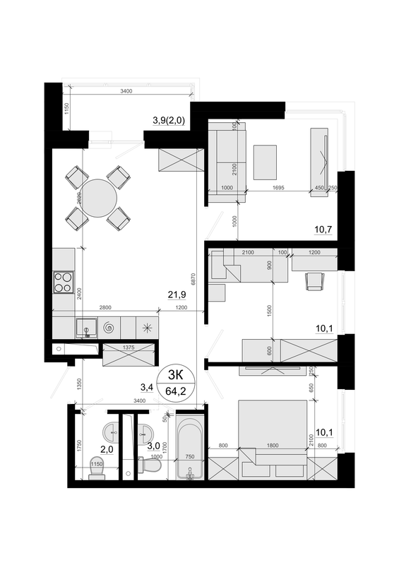4 ккв (Евро) 63,2 м²