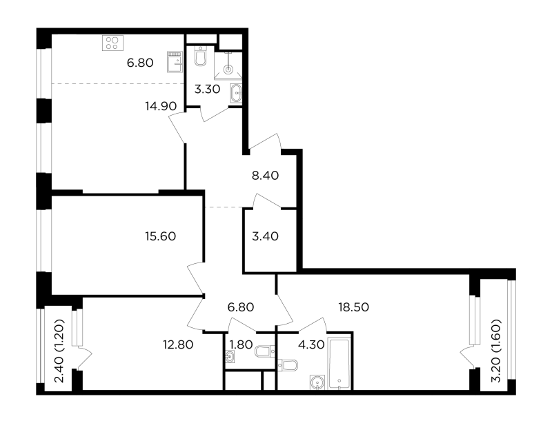 4 ккв (Евро) 99,4 м²
