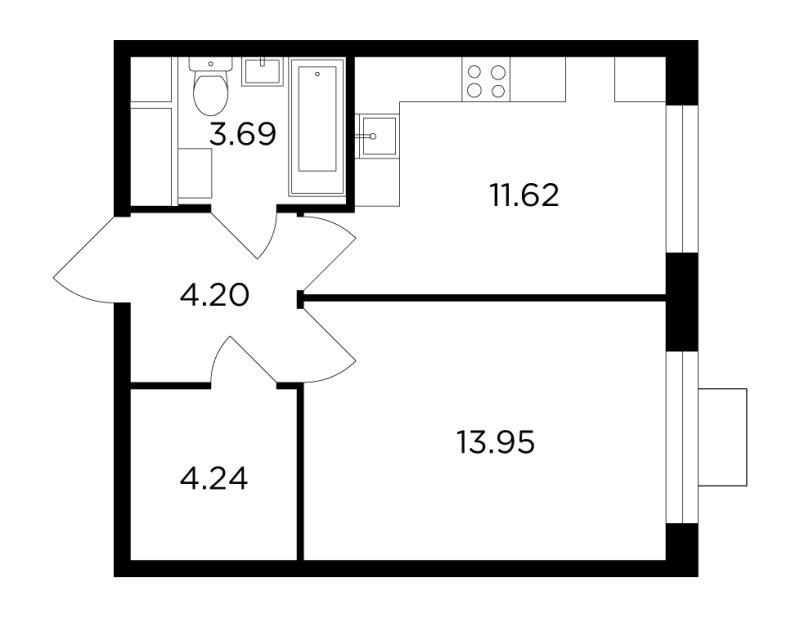 1 ккв 37,7 м²