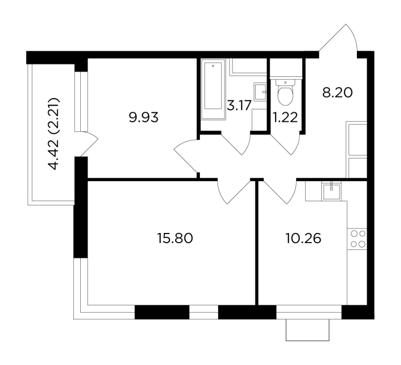 2 ккв 50,6 м²