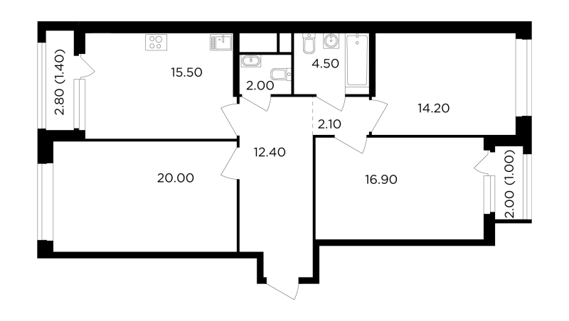 4 ккв (Евро) 90 м²