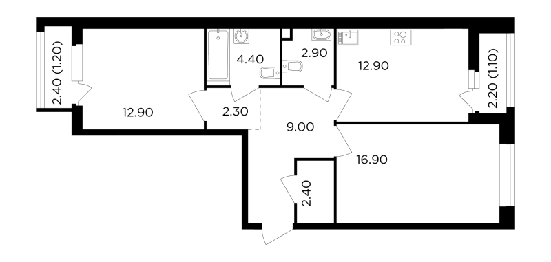 2 ккв 66 м²