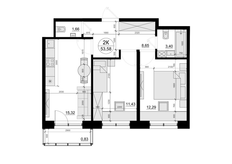 3 ккв (Евро) 53,6 м²