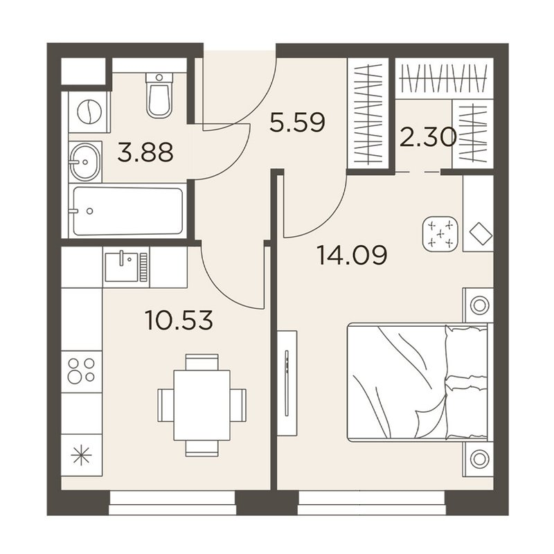 1 ккв 36,4 м²
