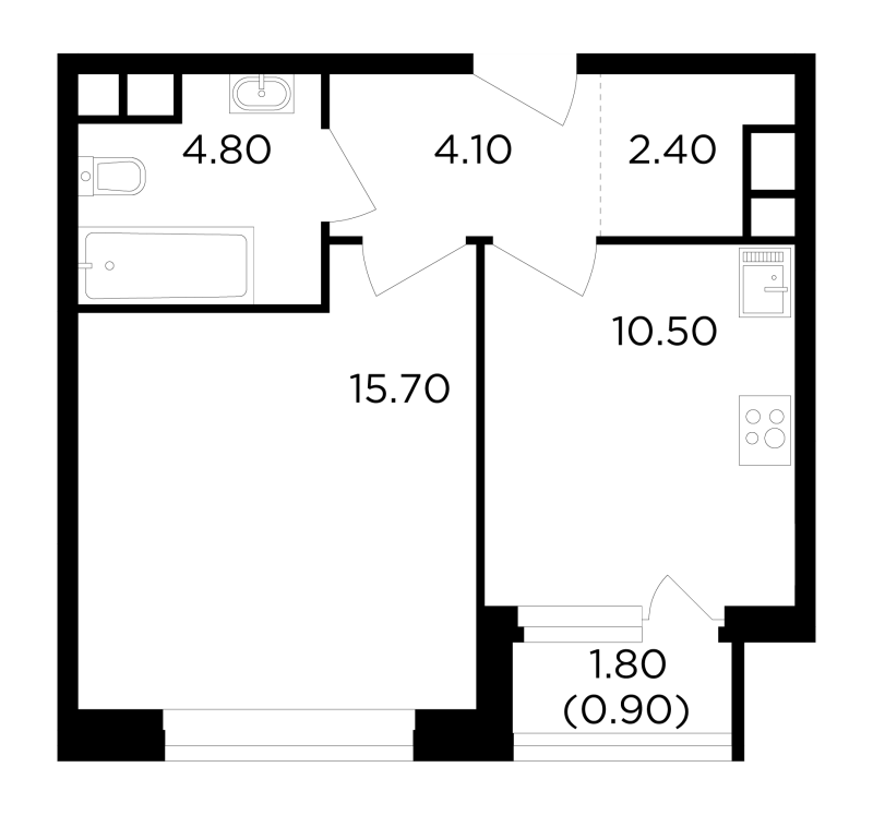1 ккв 38,4 м²