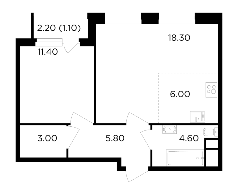 2 ккв (Евро) 50,2 м²