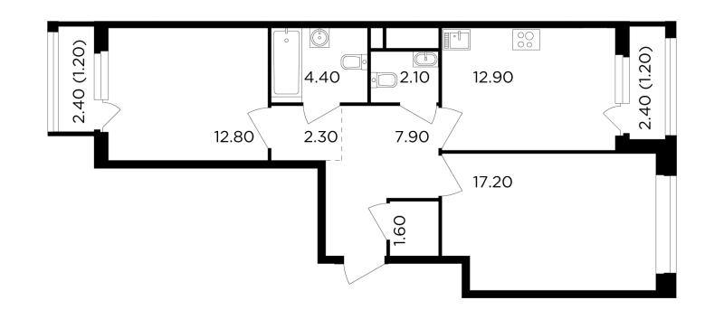 2 ккв 63,6 м²