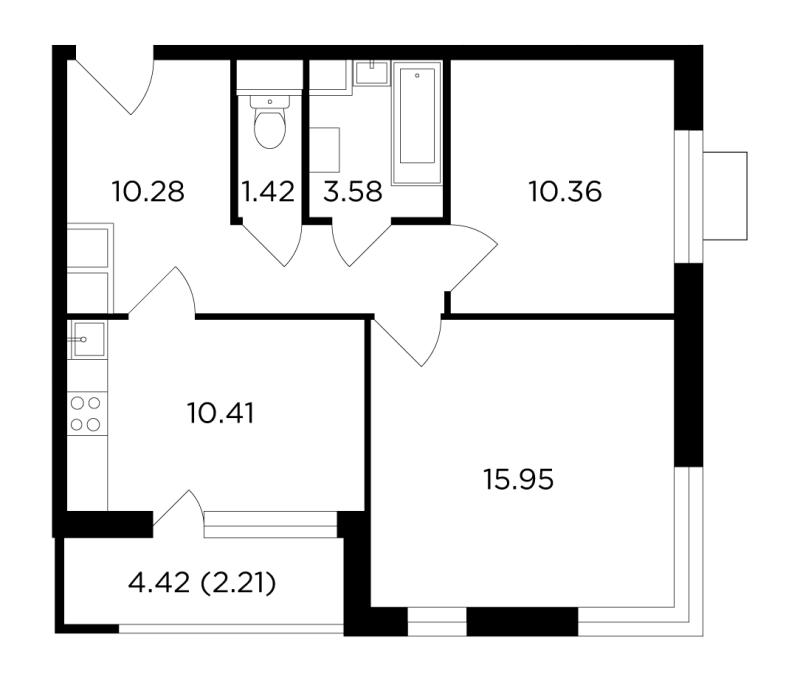 2 ккв 54,4 м²
