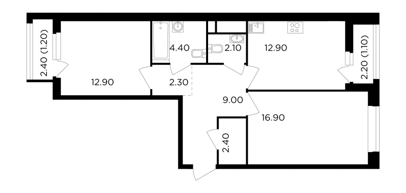 2 ккв 65,2 м²